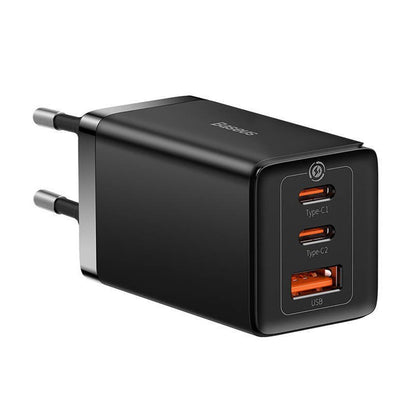 Baseus GaN5 Pro Network Charger with USB-C Cable, 65W, 3.25A, 1 x USB-A - 2 x USB-C, Black C0206500