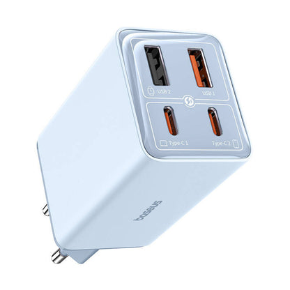 Baseus GaN6 Pro USB-C Network Charger with Cable, 65W, 3.25A, 2 x USB-A - 2 x USB-C, Blue E0121D00