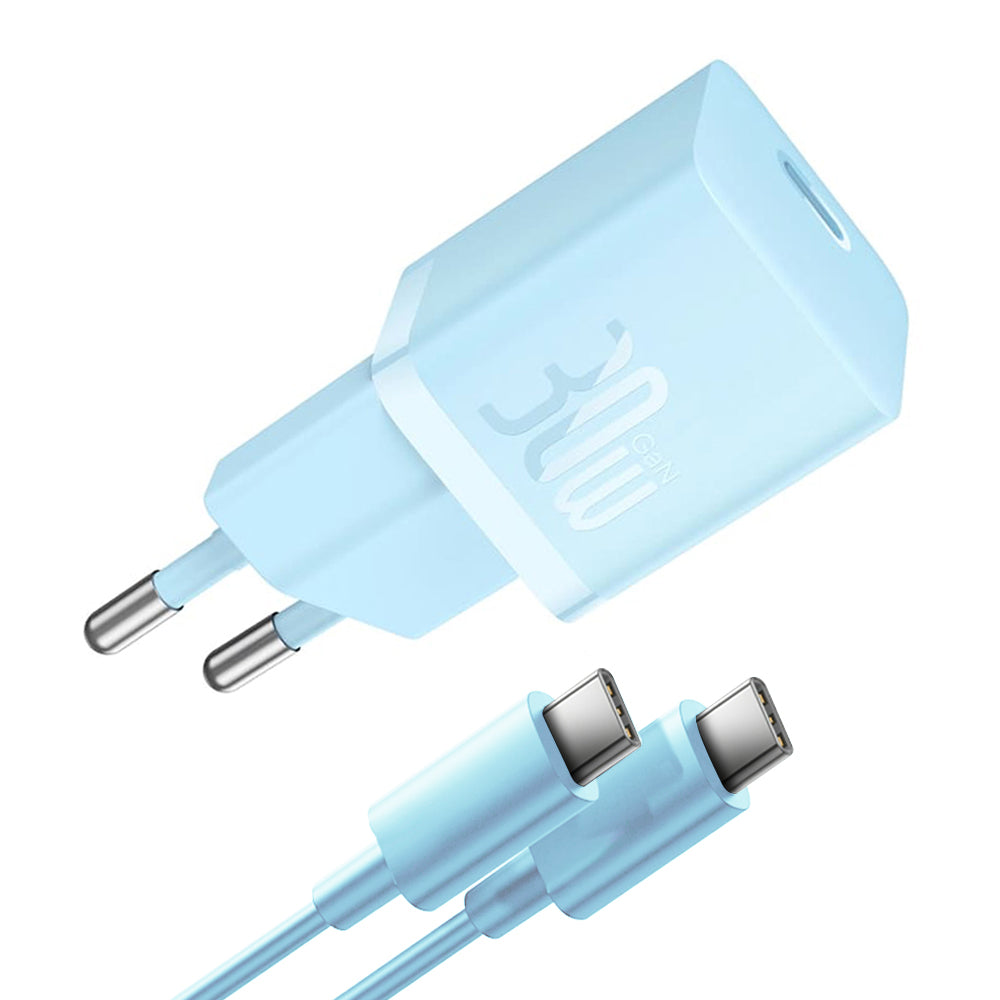 Netwerkoplader met USB-C Kabel Baseus GaN Mini 1C, 30W, 3A, 1 x USB-C, Blauw P10110902313-00