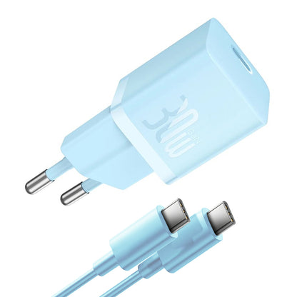 Netwerkoplader met USB-C Kabel Baseus GaN Mini 1C, 30W, 3A, 1 x USB-C, Blauw P10110902313-00