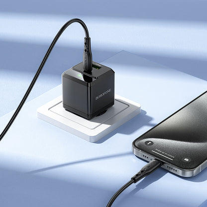 Netwerkoplader met USB-C Kabel Borofone BN19 Intenso, 20W, 3A, 1 x USB-A - 1 x USB-C, Zwart
