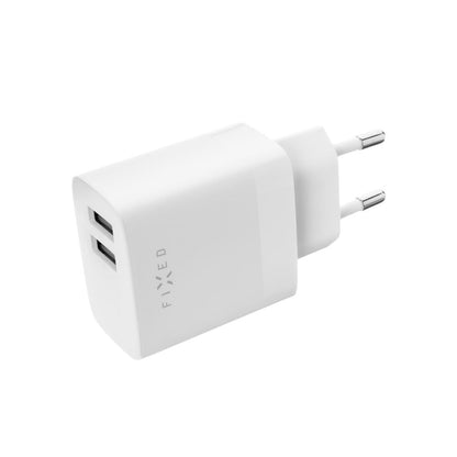 Netwerkoplader met USB-C kabel Fixed, 17W, 3A, 2 x USB-A, Wit