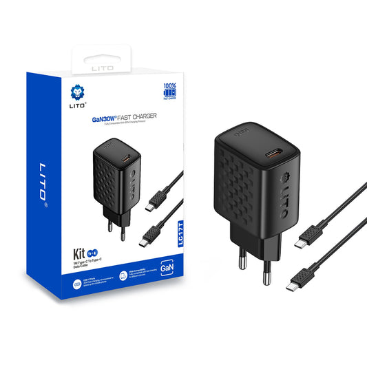 Lito LC17 Netwerkoplader, 30W, 3A, 1 x USB-C, Zwart