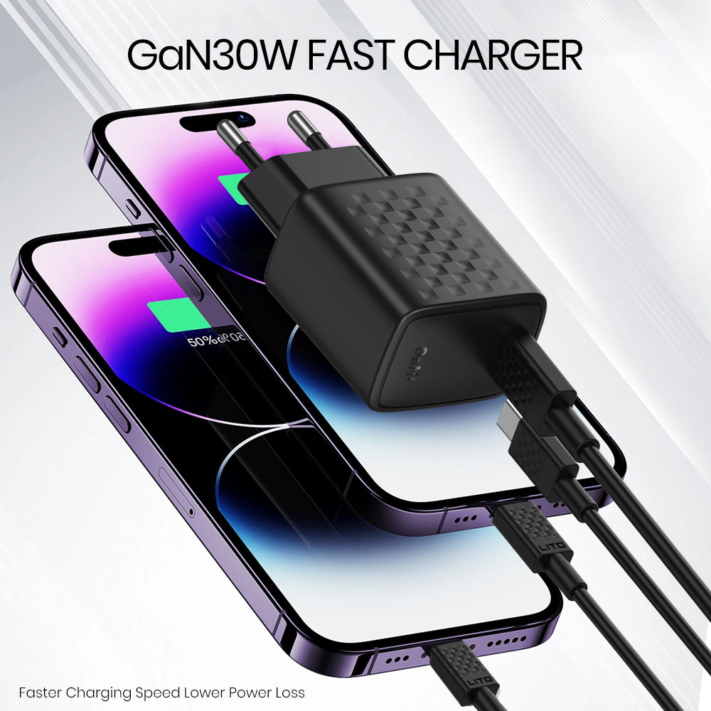 Netwerkoplader met USB-C Kabel Lito LC17T, 30W, 3A, 1 x USB-C, Zwart