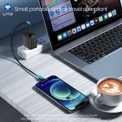 Netwerkoplader met USB-C Kabel Lito LC20T, 45W, 3A, 1 x USB-C, Zwart