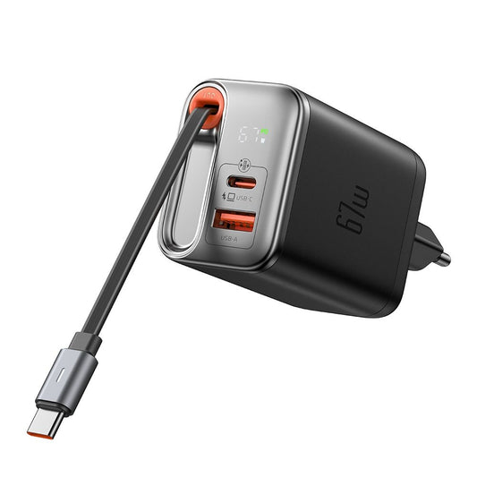 Netwerkoplader met USB-C Kabel McDodo CH-4100 FreeGo Display, 67W, 3.35A, 1 x USB-A - 1 x USB-C, Zwart