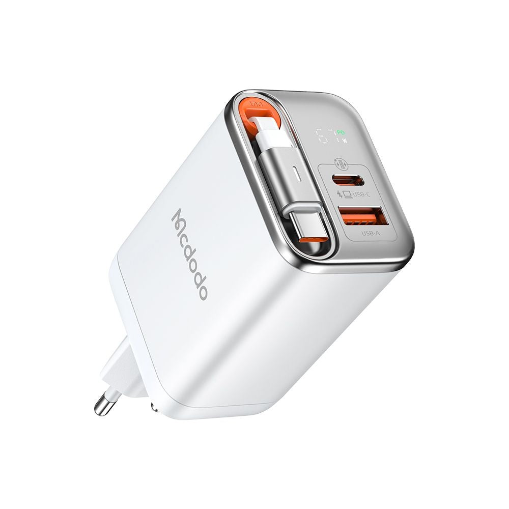 Netwerkoplader met USB-C Kabel McDodo CH-4103 FreeGo Display, 67W, 3.35A, 1 x USB-A - 1 x USB-C, Wit