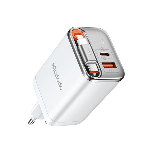 Netwerkoplader met USB-C Kabel McDodo CH-4103 FreeGo Display, 67W, 3.35A, 1 x USB-A - 1 x USB-C, Wit