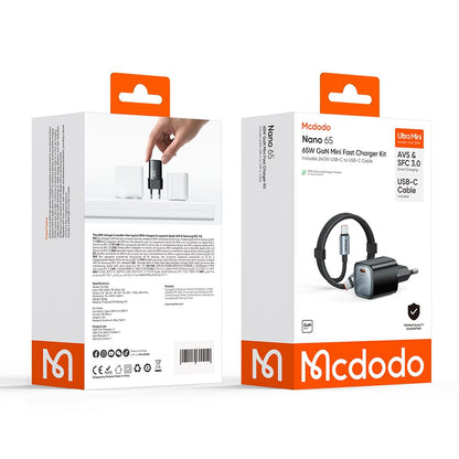 Netlader met USB-C-kabel Mcdodo Nano CH-8262, 65W, 3,25A, 1 x USB-C, Zwart