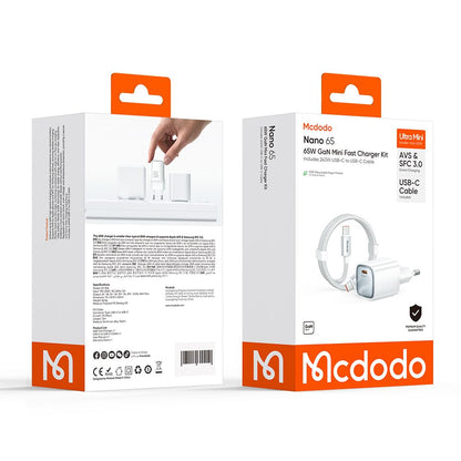 Netlader met USB-C-kabel Mcdodo Nano CH-8263, 65W, 3,25A, 1 x USB-C, Wit