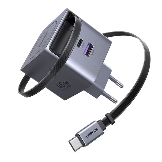 Netwerkoplader met USB-C Kabel UGREEN X614, 45W, 3A, 1 x USB-A - 1 x USB-C, Grijs