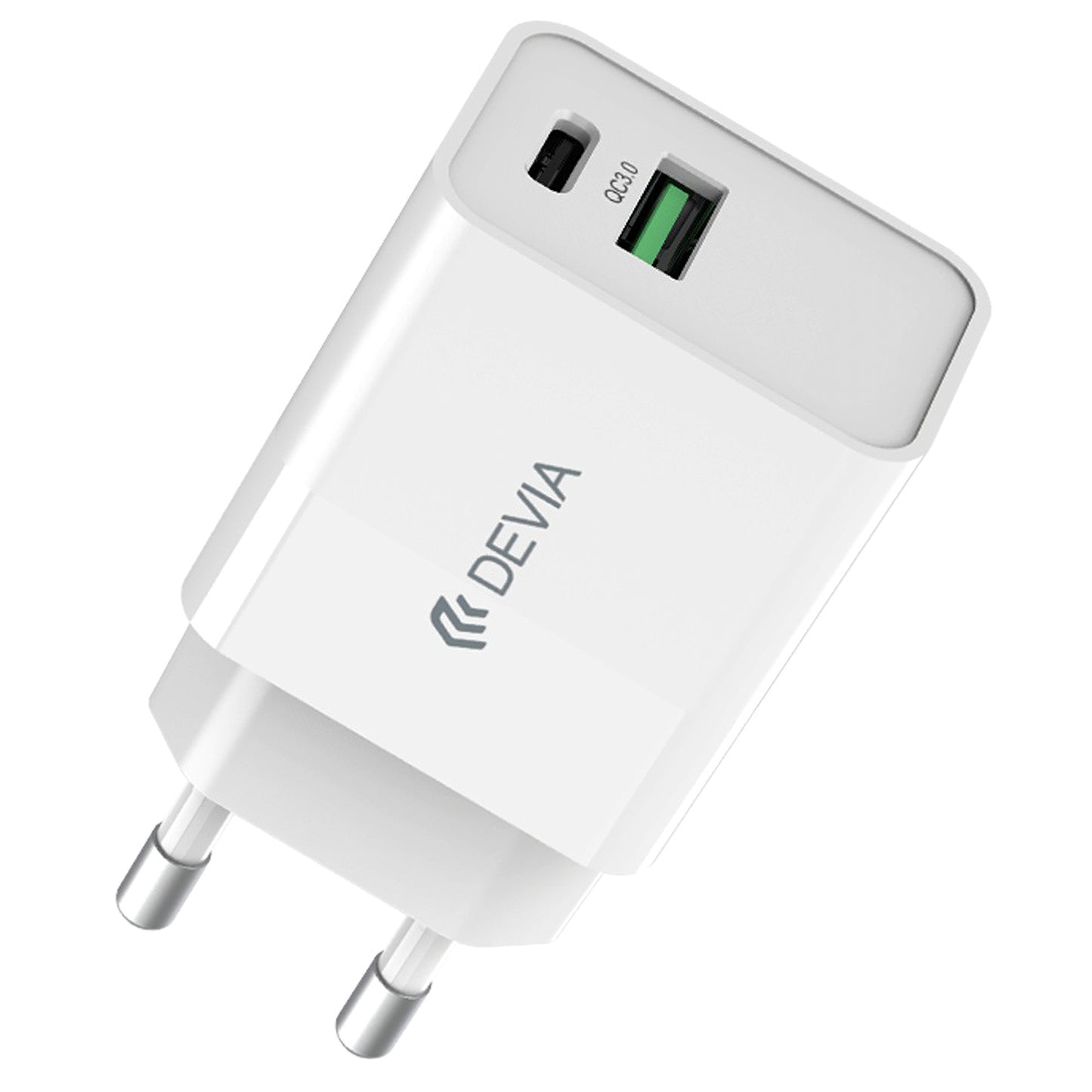 DEVIA RLC-389 Power Adapter, 30W, 3A, 1 x USB-A - 1 x USB-C, White