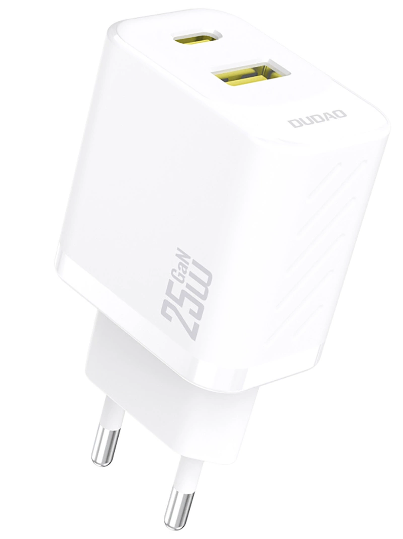 Dudao A26T Netwerkoplader, 25W, 3A, 1 x USB-A - 1 x USB-C, Wit