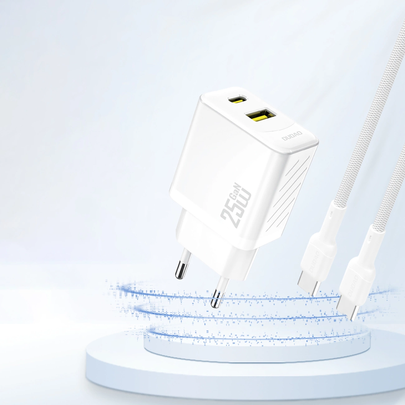 Dudao A26T Netwerkoplader, 25W, 3A, 1 x USB-A - 1 x USB-C, Wit