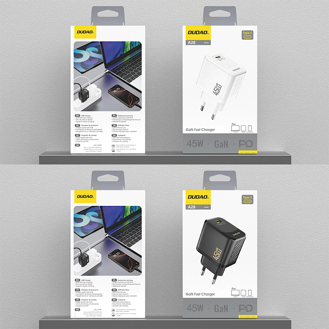 Dudao A28 Network Charger, 45W, 3A, 1 x USB-C, Black