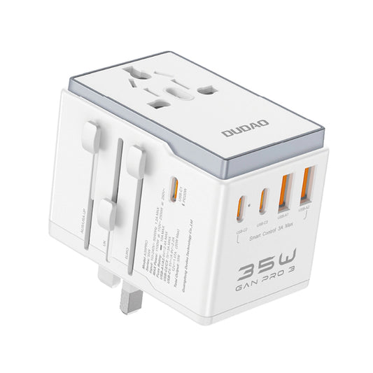 Dudao Travel A35Pro Power Adapter, 35W, 3A, 2 x USB-A - 3 x USB-C, White