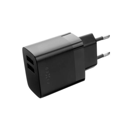 Fixed Netwerkoplader, 17W, 3A, 2 x USB-A, Zwart