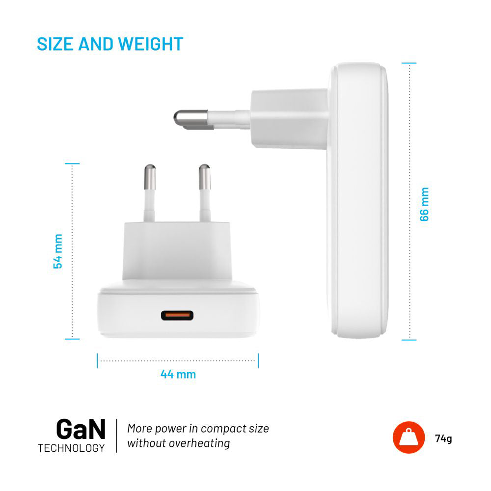 Netwerkoplader Fixed, 30W, 3A, 1 x USB-C, Wit