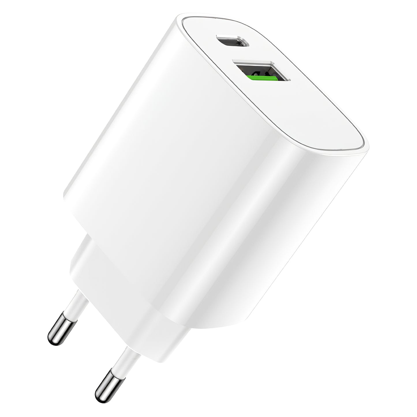 Netwerkoplader Forever LS-04, 20W, 3A, 1 x USB-A - 1 x USB-C, Wit 