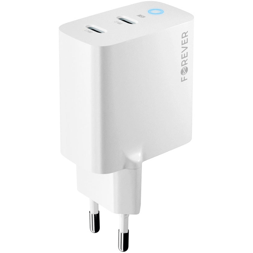 Forever Netwerkoplader TC-06-65CC, 65W, 3,25A, 2 x USB-C, Wit 