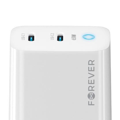 Forever Netwerkoplader TC-06-65CC, 65W, 3,25A, 2 x USB-C, Wit 