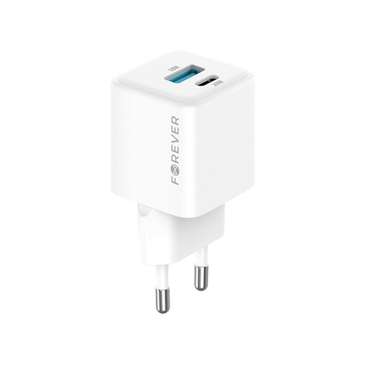 Netwerkoplader Forever TC-08-20AC, 20W, 3A, 1 x USB-A - 1 x USB-C, Wit