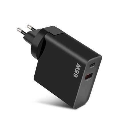 Netwerkoplader GVDA, 65W, 3A, 1 x USB-A - 1 x USB-C, Zwart 