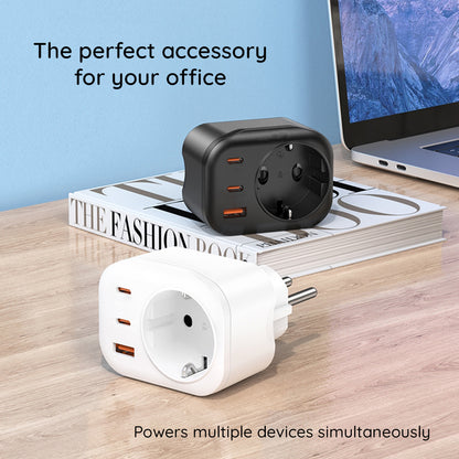 Netwerkoplader HAVIT UC142, 30W, 3A, 1 x USB-A - 2 x USB-C - 1 x Schuko, Zwart