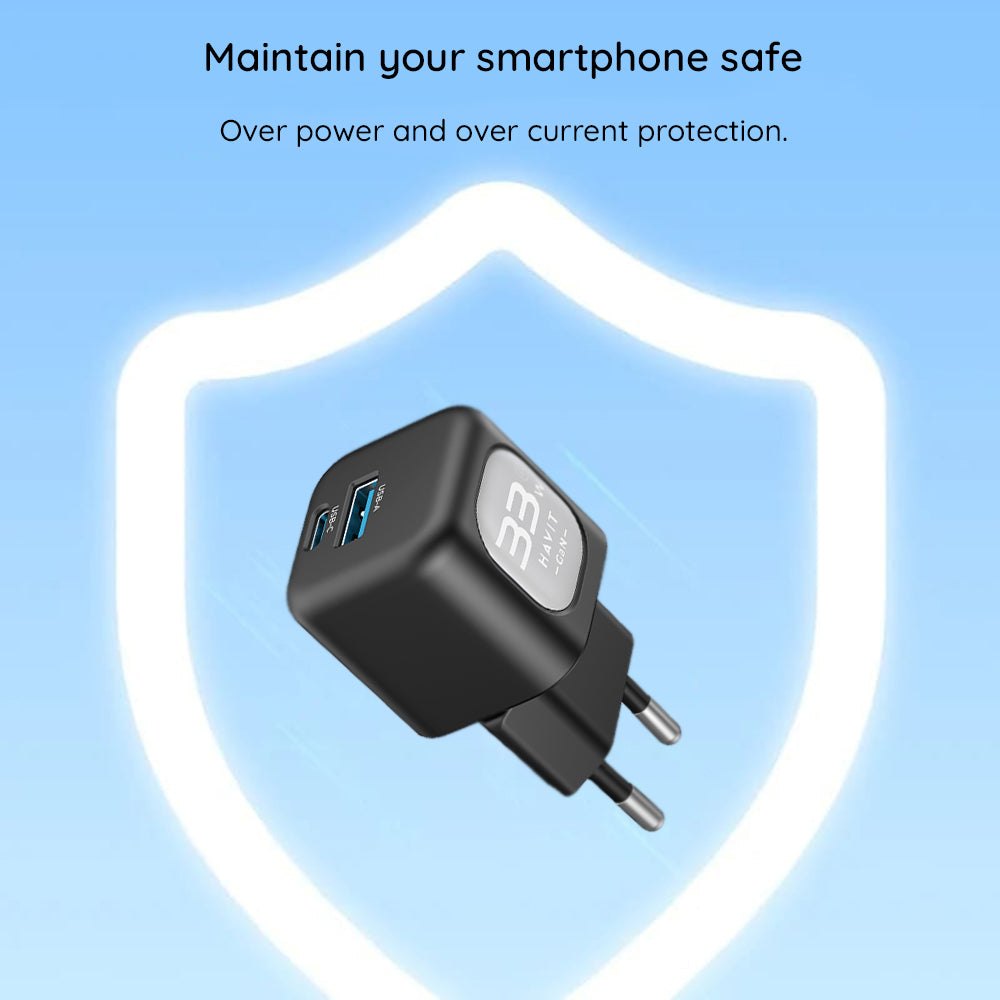 HAVIT UC230 Network Charger, 33W, 3A, 1 x USB-A - 1 x USB-C, Green