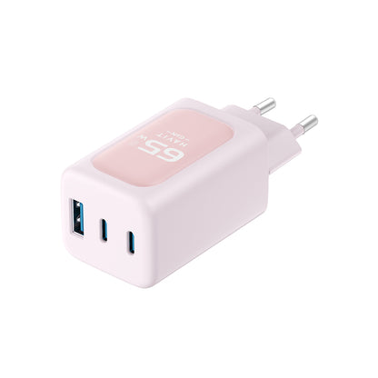 Netwerkoplader HAVIT UC260, 65W, 3A, 1 x USB-A - 2 x USB-C, Roze