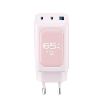 Netwerkoplader HAVIT UC260, 65W, 3A, 1 x USB-A - 2 x USB-C, Roze