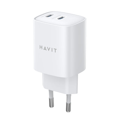 HAVIT UC45W Network Charger, 45W, 3A, 2 x USB-C, White