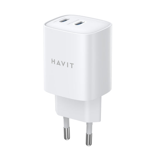 Netwerkoplader HAVIT UC45W, 45W, 3A, 2 x USB-C, Wit