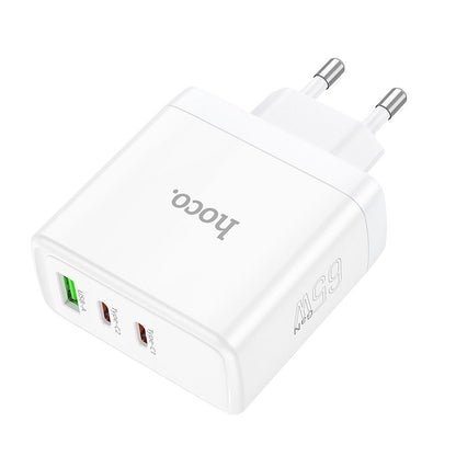 Netwerkoplader HOCO N30, 65W, 3.25A, 1 x USB-A - 2 x USB-C, Wit