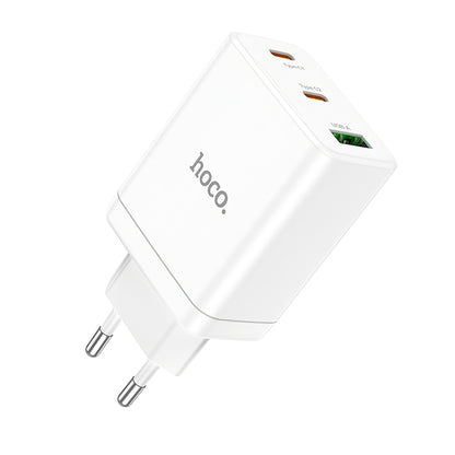 HOCO N33 Power Adapter, 35W, 3A, 1 x USB-A - 2 x USB-C, White