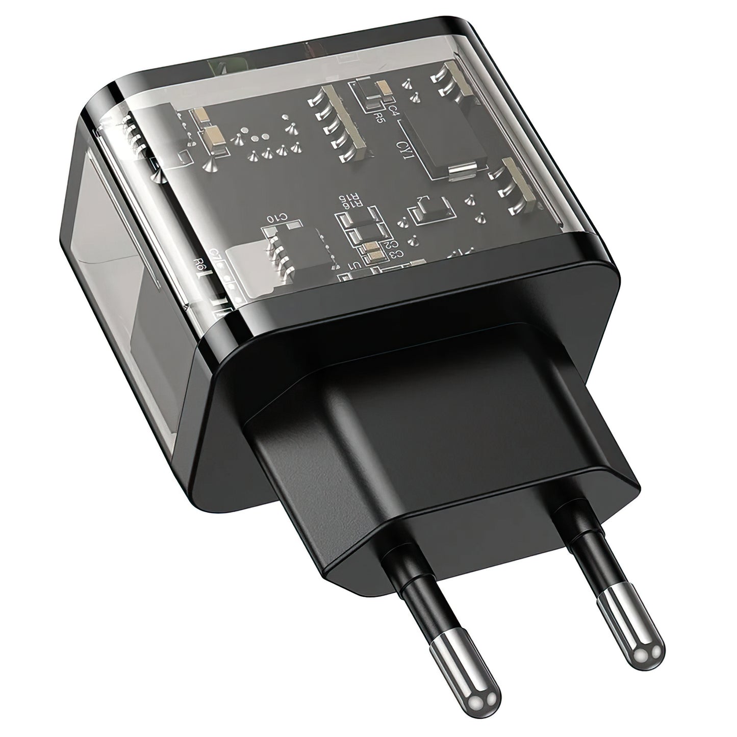 Netwerkoplader HOCO N34, 20W, 3A, 1 x USB-A - 1 x USB-C, Transparant