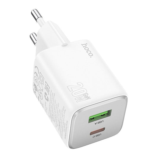 Netwerkoplader HOCO N41, 20W, 3A, 1 x USB-A - 1 x USB-C, Wit