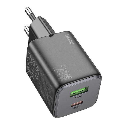 Netwerkoplader HOCO N41, 20W, 3A, 1 x USB-A - 1 x USB-C, Zwart