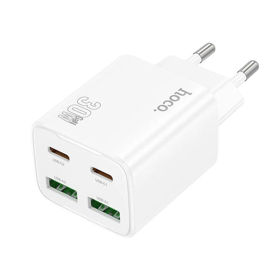 Netwerkoplader HOCO N56, 30W, 3A, 2 x USB-A - 2 x USB-C, Wit