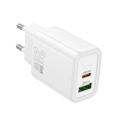 HOCO N61 Netwerkoplader, 20W, 3A, 1 x USB-A - 1 x USB-C, Wit