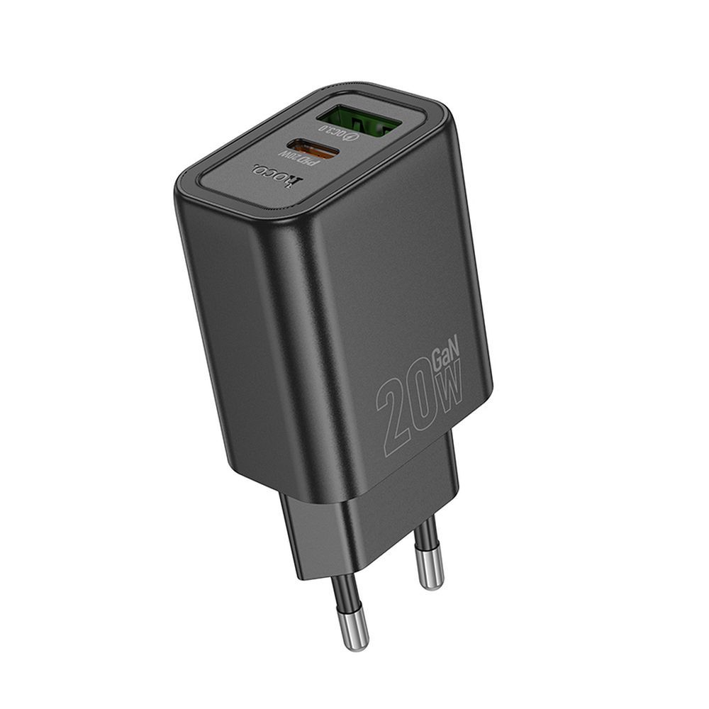 Netwerkoplader HOCO N61, 20W, 3A, 1 x USB-A - 1 x USB-C, Zwart