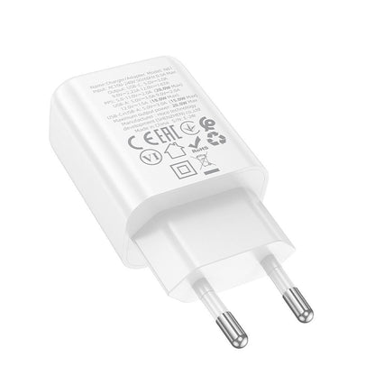 HOCO N61 Netwerkoplader, 20W, 3A, 1 x USB-A - 1 x USB-C, Wit