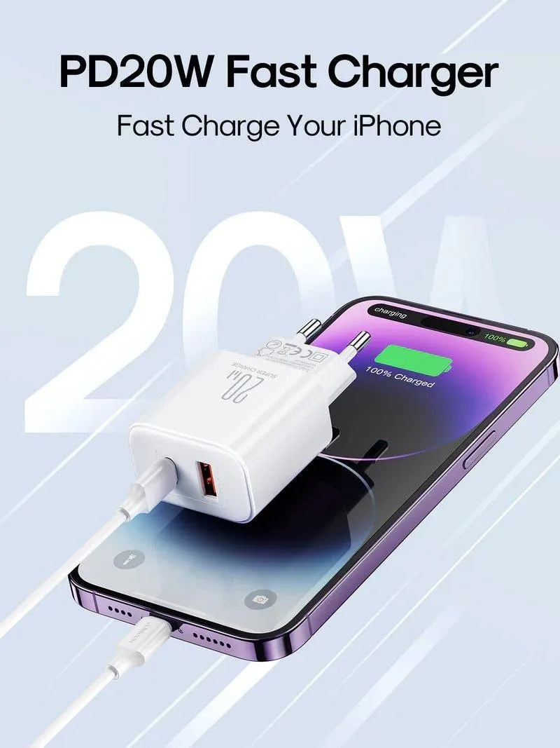Netwerkoplader Joyroom JR-TCF05, 20W, 3A, 1 x USB-A - 1 x USB-C, Wit