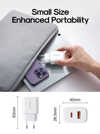 Netwerkoplader Joyroom JR-TCF05, 20W, 3A, 1 x USB-A - 1 x USB-C, Wit