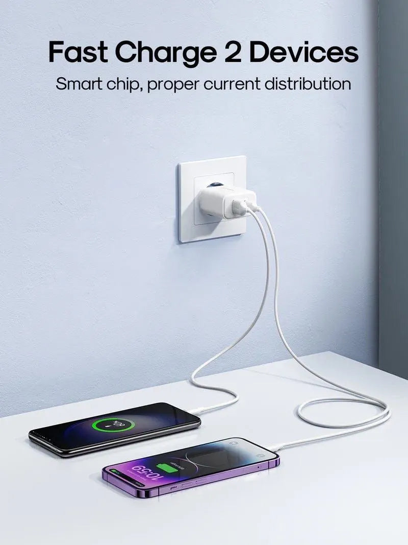 Netwerkoplader Joyroom JR-TCF05, 20W, 3A, 1 x USB-A - 1 x USB-C, Wit