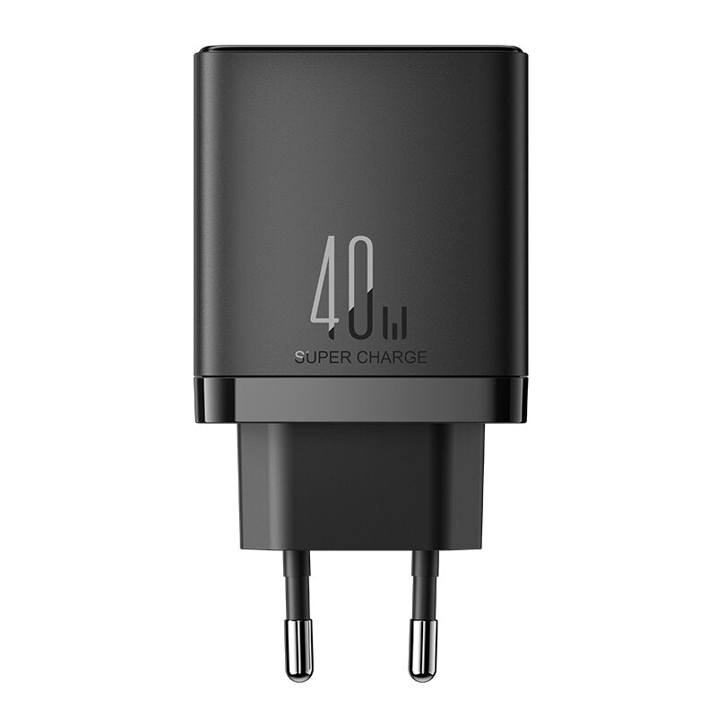 Joyroom JR-TCF09 Power Adapter, 40W, 3A, 2 x USB-C, Black