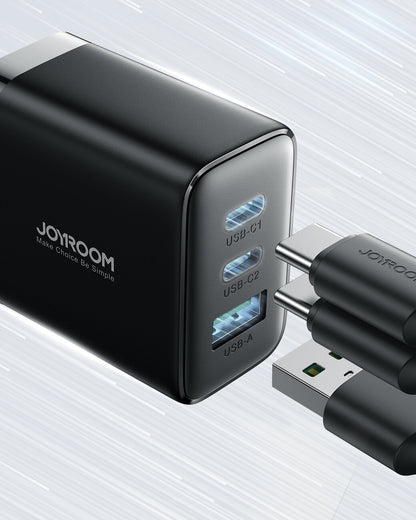 Netwerkoplader Joyroom JR-TCF10, 32W, 3A, 1 x USB-A - 2 x USB-C, Zwart 