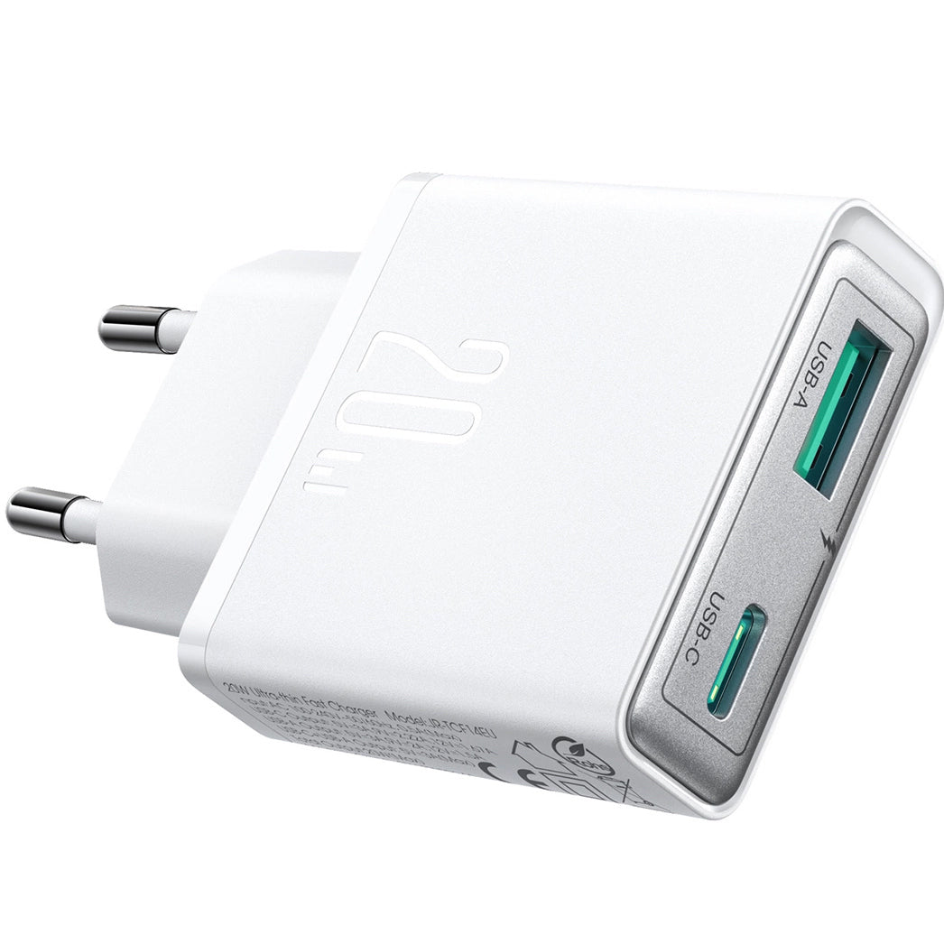 Joyroom JR-TCF14 Power Adapter, 20W, 3A, 1 x USB-A - 1 x USB-C, White