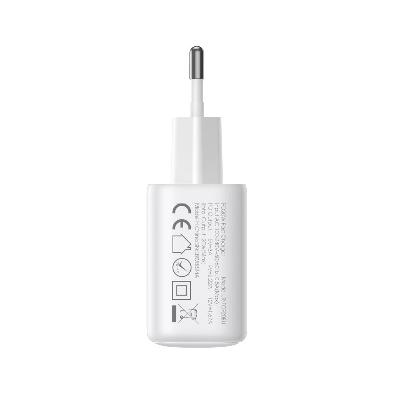 Netwerkoplader Joyroom JR-TCF21, 20W, 3A, 1 x USB-A - 1 x USB-C, Wit