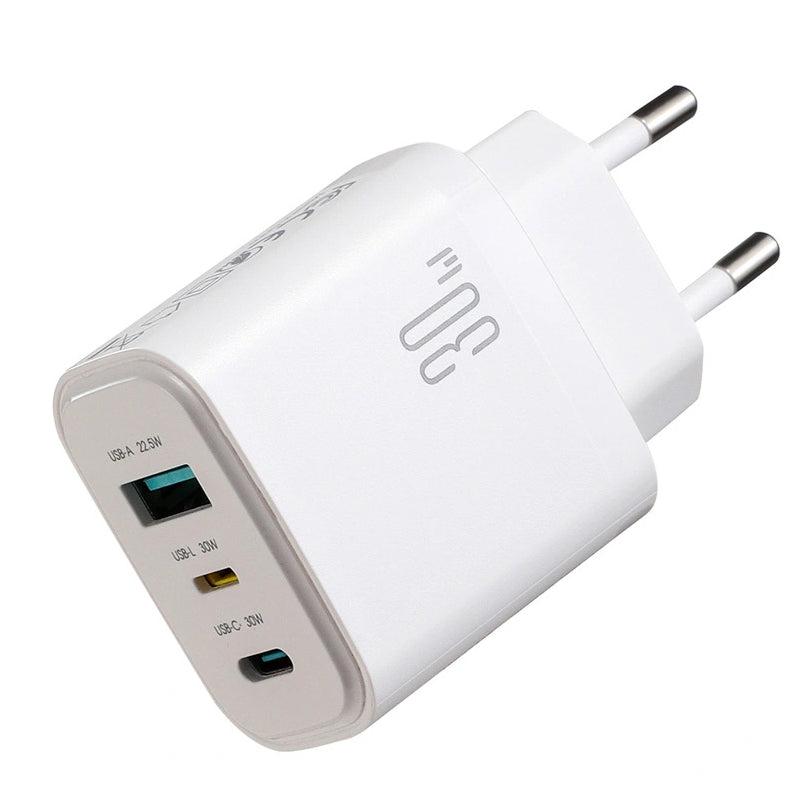 Joyroom JR-TG6 Netlader, 30W, 3A, 1 x Lightning - 1 x USB-A - 1 x USB-C, Wit